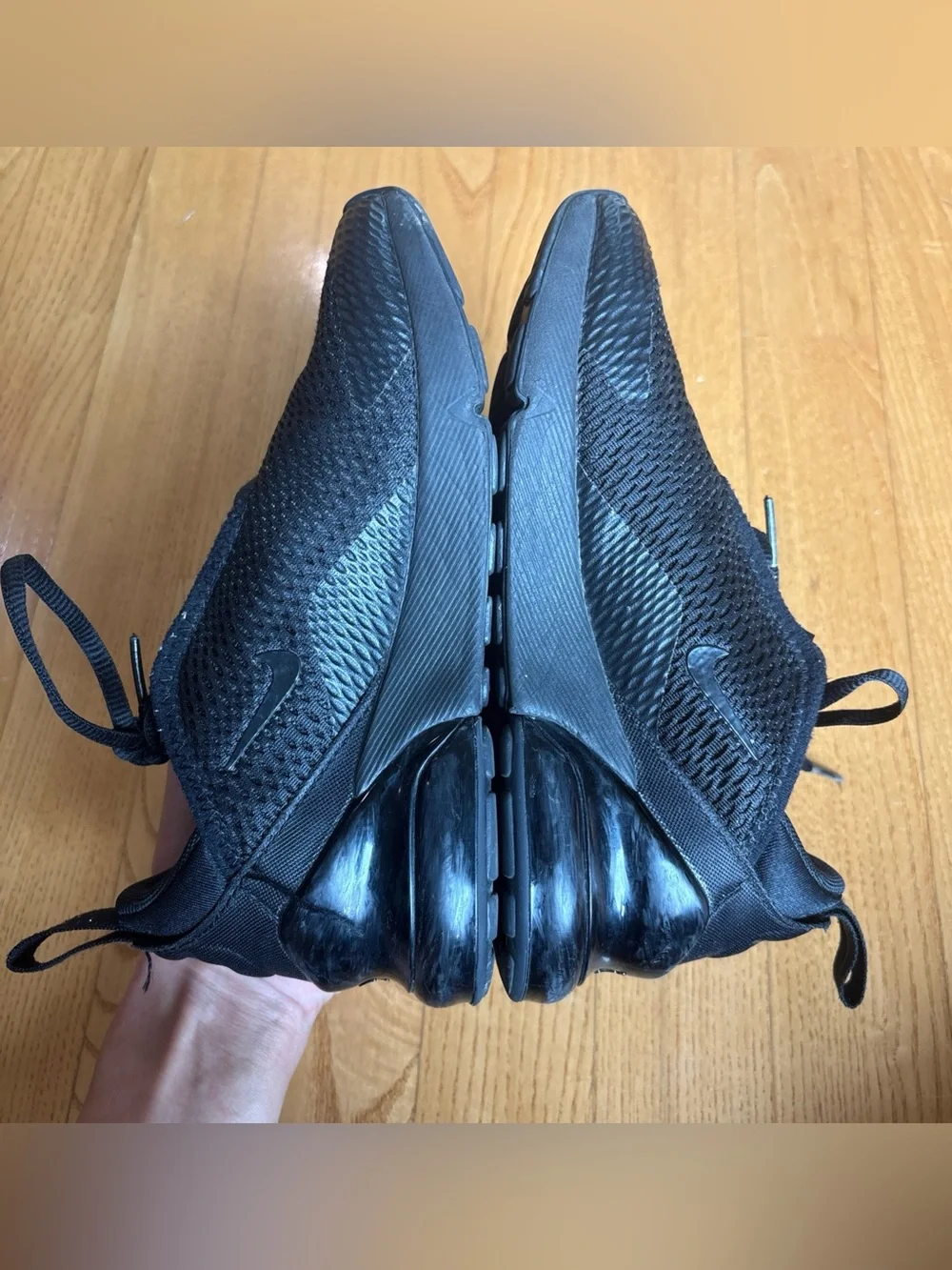 Nike Air Max 270 Sneakers Youth Boys Shoes Girls Sz 1Y GS Low Triple Black Kids